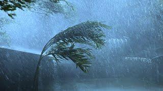 Goodbye Stress to Sleep Soundly with Mighty Tropical Storm Heavy Rain Strong Wind & Thunder Sounds