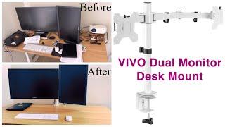 VIVO Dual Monitor Desk Mount Unboxing and Setup