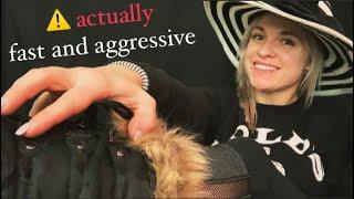 ASMR fast & AGGRESSIVE leggings & fabric scratching shoe tapping  no talking