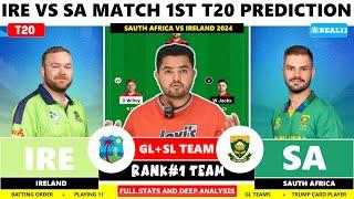 IRE vs SA Dream11 Team  IRE vs SA Dream11  Ireland vs South Africa 1st T20 Match Prediction