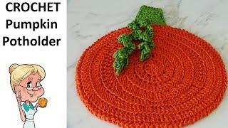 EASY Crochet Pumpkin Potholder Tutorial    #lionbrandyarn