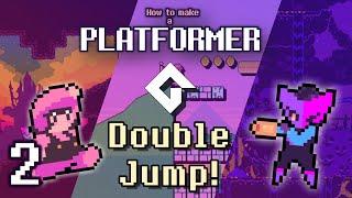 Make a Platformer in GameMaker Part 2 Double Jumping Variable Jump Height Input Buffering