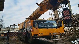 Автокран LIEBHERR LTM1160 Установка. Подготовка к демонтажу  Soimы