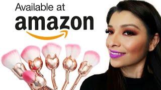 Amazon Rose Flower Makeup Brush Set Rose Gold Set Review ChicaView