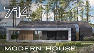 Modern House NewHouse 714 gotowy projekt domu parterowego w stylu nowoczesnej stodoły
