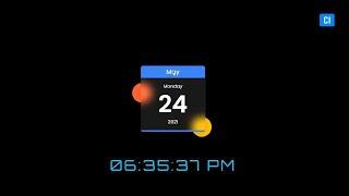 Calendar Card UI Design  Glassmorphism - HTML CSS & Javascript  &     Digital Clock  UI Design