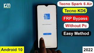 Tecno Spark 5 Air FRP Bypass Android 10 Tecno KD6 FRP Unlock Google Account Remove Tecno Spark 5 Air