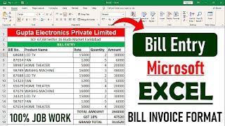 How To Bill Entry in Microsoft Excel 2024  Billing in Microsoft Excel