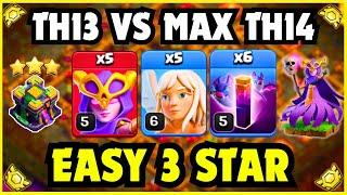 TH13 VS MAX TH14 EASY 3 STAR  Th13 Super Witch Smash Attack Strategy   Clash Of Clans 2024