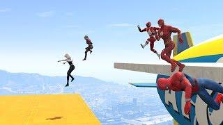 WIPEOUT OBSTACLES RUN CHALLENGE - With All The SUPERHEROES GTA 5 Funny Contest