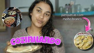 Fazendo panquecas +ensinei como fazer molho branco em casa rápido e fácil 