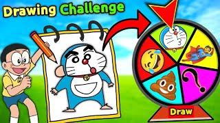 Drawing Challenge   Nobita Vs Shinchan   Funny Game