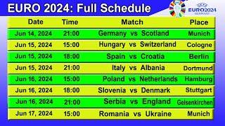 UEFA Euro 2024 Match Schedule  Euro 2024 Fixtures  Euro 2024 Match Schedule