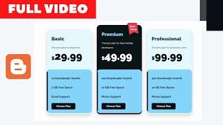 FULL VIDEO Design A Responsive Pricing Table Using HTML & CSS For Your Blogger Website