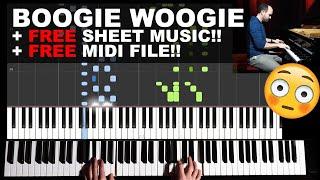 BOOGIE WOOGIE - Piano Tutorial Synthesia + FREE MUSIC SHEET Victory Stomp