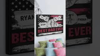 Personalized Names Premium Canvas Best Dad Ever Fathers Day Gift For Dad