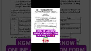 KGMU U.P LUCKNOW ONLINE APPLICATION FORM DATE STARTED #medical #health #doctors #nurses #jeetontube