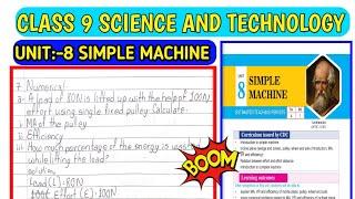 Class 9 science lesson 8 Simple machine exercise in English