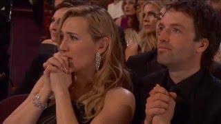 Kate Winslets Reaction after Leonardo DiCaprio wins Oscar.