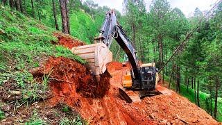 Digging a New Road with an Excavator  Excavator Working Video  Building New Mountain Road