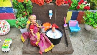 Barbie Doll All Day Routine In Indian VillageRadha Ki Kahani Part -482Barbie Doll Bedtime Story