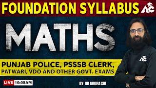 PSSSB Clerk Labour Inspector Senior Assistant Patwari VDO 2024  Maths Class  By RK Arora Sir