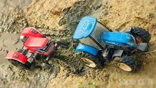 Mahindra Tractor Stuck In Heavy Mud Rescue By New Holland Tractor  Tractor Wala Cartoon 