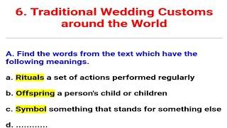 class 8 English unit 6  Traditional wedding customs around the world lesson 6 exercise