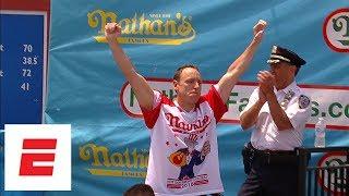 Joey Chestnut pummels record 74 hot dogs to win Nathan’s Hot Dog Eating Contest for 11th time  ESPN