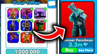  I TRADED ALL MY INVENTORY TO BUY RAREST UNIT FOR 2.3MGEMS HAMMER PENCILMAN  Toilet Tower Defense