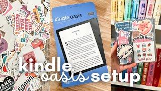 set up my kindle oasis with me  stickers case & more