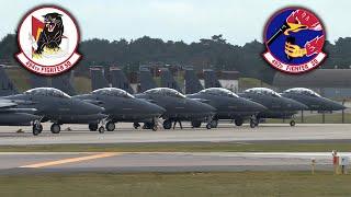 USAF F-15 mass launch and recovery - RAF Lakenheath England 4K