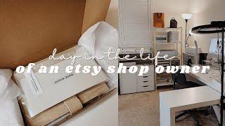 Day in the life of an Etsy shop owner make cash envelopes pack orders with me studio vlog