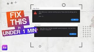 AFTER EFFECTS 1 MIN FIX 2024 - This File Is Damaged Or Unsupported 86  1  Windows