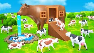 Giant Cow Mud House Farm - Cow Videos  Cows Farm 3D Animated Cartoon Videos  Funny Animals 2022