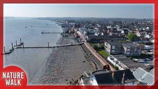 English coastline from a birds eye view Drone Footage