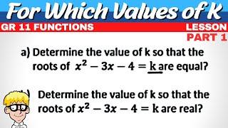 For Which Values of K   Grade 11 Functions