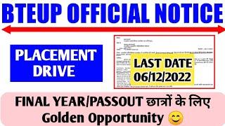 bteup placement drive official notice todayupbte placement drive newsbteup latest news today