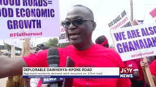 Deplorable Dawhenya-Kpone road - Aggrieved residents demand work resume on 17km road. #JoyNews