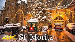 ST. MORITZ ️A Magical Christmas Evening Walk Tour in St. Moritz Switzerland️4K 50p