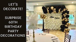 Black and Gold Surprise 60th Birthday Party Decorations