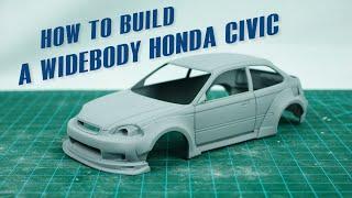 How To Build A Widebody M&M Honda Civic 124 Scale Model Car. Fujimi Type-R EK9