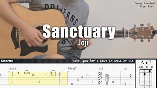 Sanctuary - Joji  Fingerstyle Guitar  TAB + Chords + Lyrics