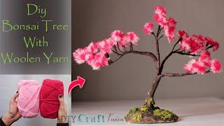 DIY Bonsai Tree With Woolen Yarn Amazing Woolen Craft Idea  Beautiful Handmade Bonsai Tree Diorama