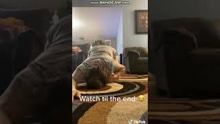 Pregnant woman farts while stretching