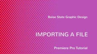 PremierePro Importing A File