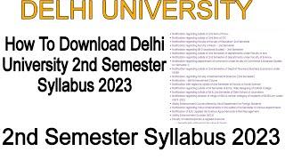 How To Download Delhi University 2nd Semester Syllabus 2023 #anas_du