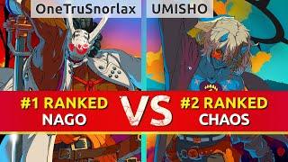 GGST ▰ OneTruSnorlax #1 Ranked Nagoriyuki vs UMISHO #2 Ranked Happy Chaos. High Level Gameplay