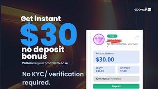 Get $30 Welcome bonusno No kycverification neededNo deposit bonus