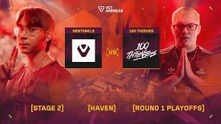 Sentinels vs 100 Thieves - VCT Americas Stage 2 - Round 1 Playoffs - Map 1